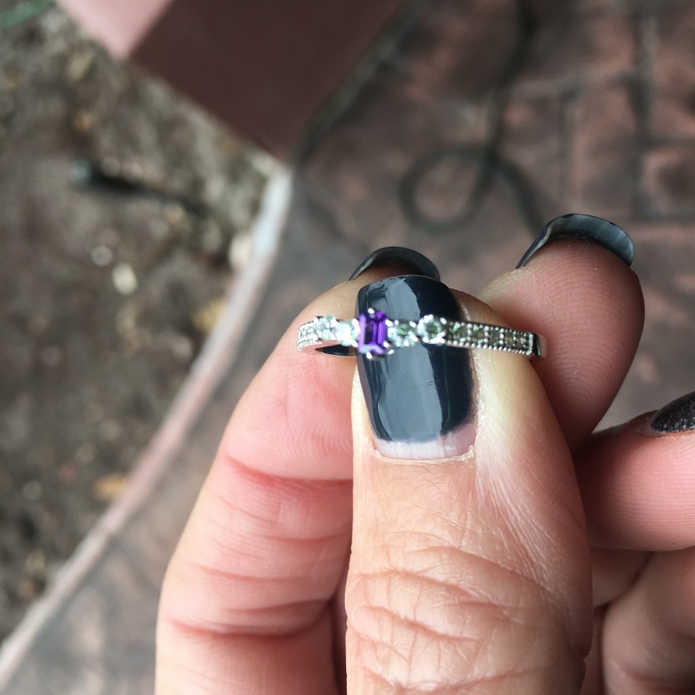 Sterling Silver Amethyst CZ Ring - Picture 4 of 8
